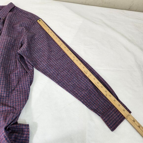 ROWM Mens Long Sleeve Button Up Check Blue Burgundy Shirt Tall Size XLT (10) - Picture 7 of 10
